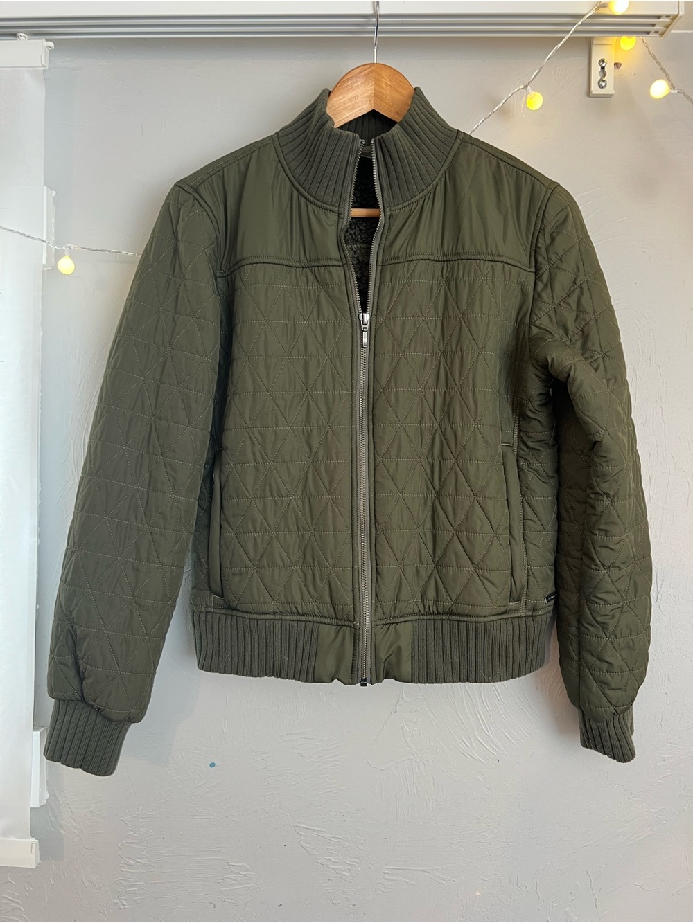 Women’s Quilted Bomber Jacket - Olive Green